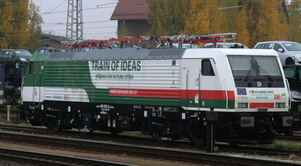  I love Hamburg  hie� es am 29.10.2011 mit der 189 802 in Frankfurt/Oder.