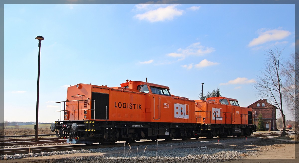 203 148 (BBL 07) und 203 122 (BBL 09) abgestellt in Möllenhagen am 16.03.2016