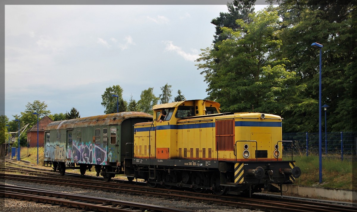 346 826 der L&W bei einer Rangierfahrt in Basdorf am 20.06.2015