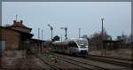 VT 0014 der NEB bei der Ausfahrt aus dem Bahnhof Templin in Richtung Berlin-Ostkreuz am 27.12.2015