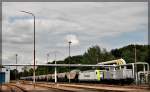 111 001 und 185 543 der ITL/Captrain abgestellt im IAB Neubrandenburg am 09.06.2015