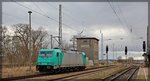 185 618 der RHC wartet in Passow auf Ausfahrt in Richtung Angermünde am 22.03.2016